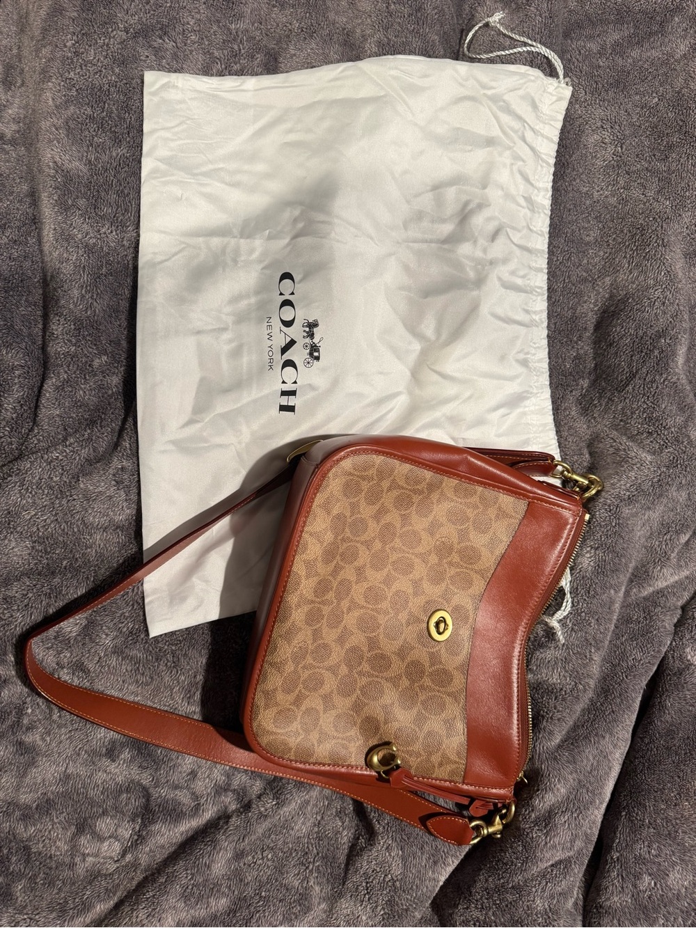 Coach Signature Canvas Crossbody in Tan and Saddle Brown - Picture 2 of 7